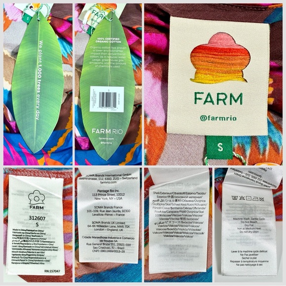 Farm Rio Vintage Wave Multicolor Floral Viscose Maxi Dress Small NWT Tropical - Picture 7 of 17